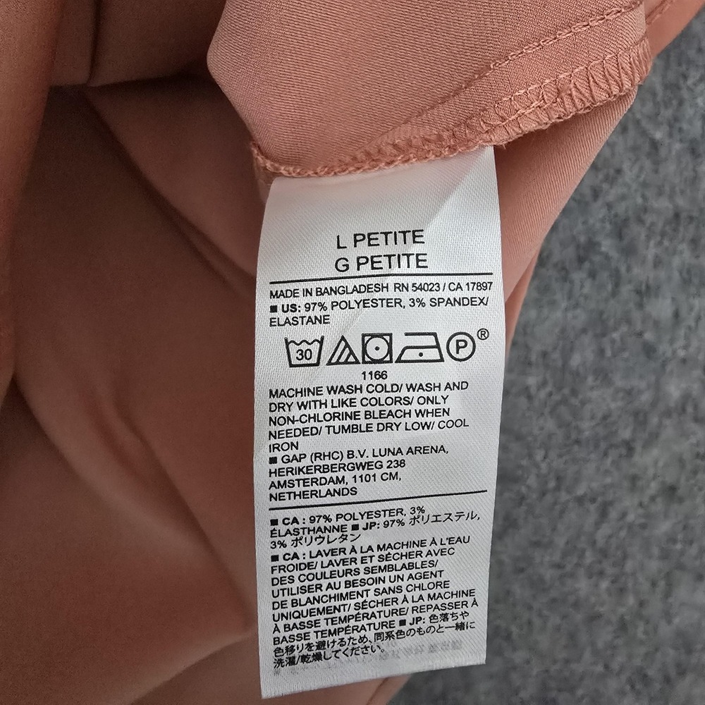 Banana Republic Blouse Women L Petite Pink Amaretti Button V Neck Cap Sleeve Top - Picture 7 of 11